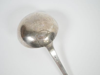 Silver ladle, uniplat model, reverse side...