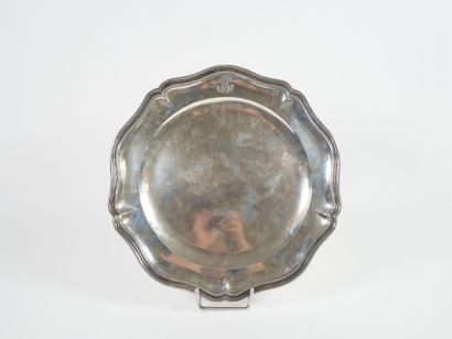 Minerve hallmarked silver scalloped platter,...