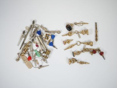 Set of seven gilt metal watch keys, some...