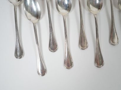 Set of 12 small silver spoons, Minerve hallmark,...