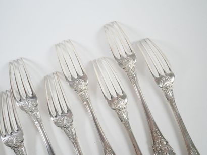 Set of 12 silver table forks, Vieillard hallmark,...