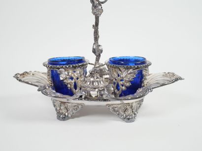 Silver oil and vinegar cruet, Minerve hallmark,...