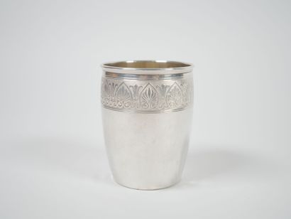 Minerve-patterned silver timbale decorated...