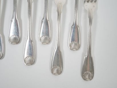 Set of eight silver forks and four silver...