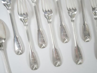 Set of eight silver forks and four silver...