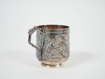 Silver cup and saucer, Minerve hallmark,...