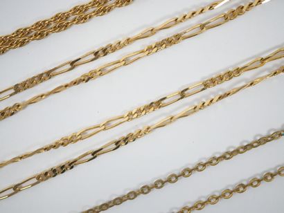 Set of five gilt-metal chains with forçat...