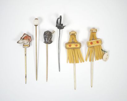Set of six metal and gilt metal scarf or...