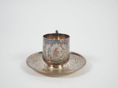 Silver cup and saucer, Minerve hallmark,...