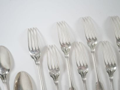 Set of eight silver forks and four silver...