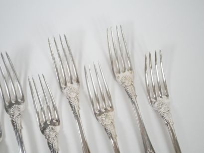 Set of 12 silver table forks, Vieillard hallmark,...
