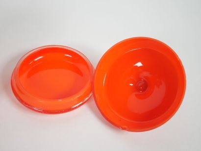 Orange-colored glass toiletry set including...