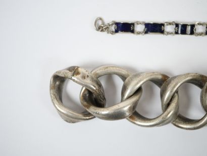 Lot of metal jewelry including two bracelets,...