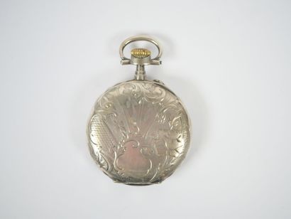 Silver pocket watch, mechanical movement...