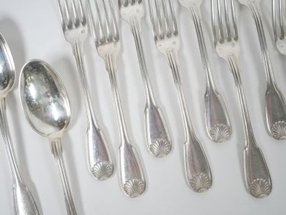 Set of eight silver forks and four silver...