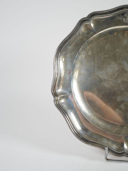 Minerve hallmarked silver scalloped platter,...