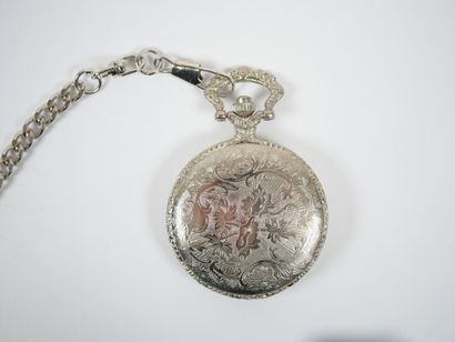 Metal pocket watch with chased decoration...