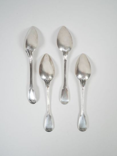 Set of four small silver spoons, Minerve...