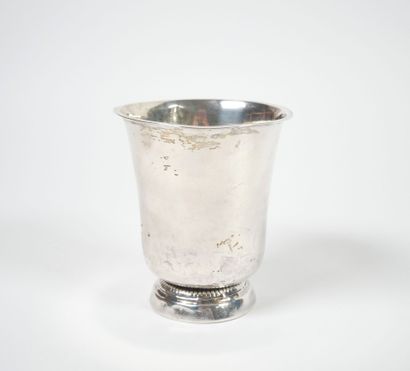 Silver tulip tumbler, Minerve hallmark, resting...