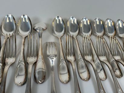 Part of a silver-plated menagère decorated...