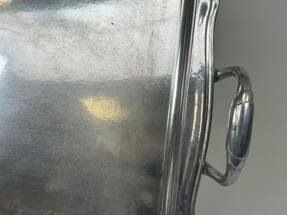 Large silver-plated tray with two handles,...