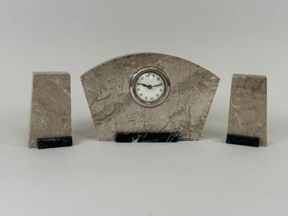 Small marble mantel set including clock and...