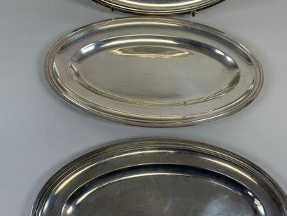 Set of three oval silver-plated serving dishes...