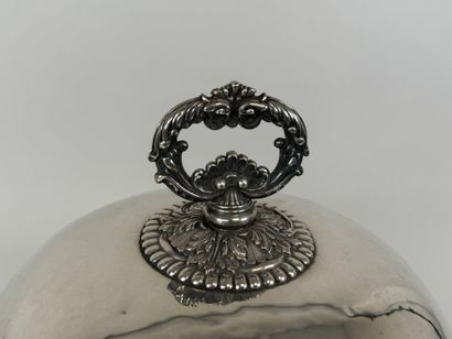 Silver-plated metal teapot holder decorated...