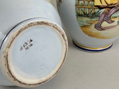 HENRIOT QUIMPER, R.B.
Important pair of polychrome...