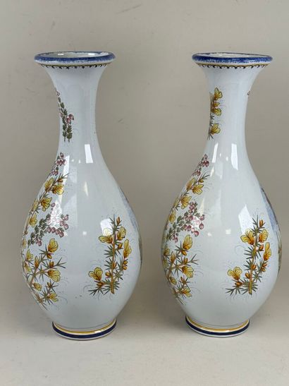 HENRIOT QUIMPER, R.B.
Important pair of polychrome...