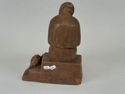 L. VAN DE VOORDE (XIX-XXth).
Woman with cat.
Terracotta...