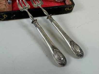 Set of twelve silver and silver-plated oyster...