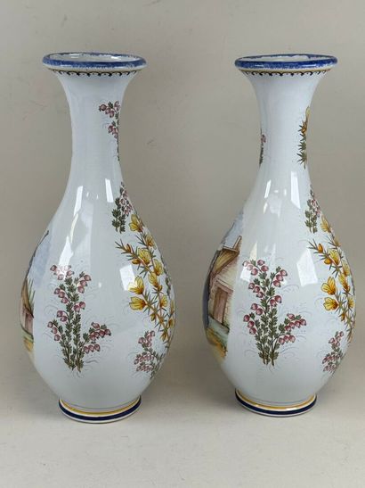 HENRIOT QUIMPER, R.B.
Important pair of polychrome...