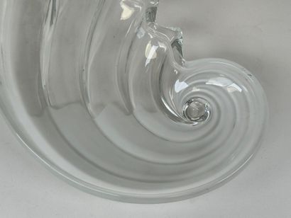 Large, lightly frosted glass bowl decorated...