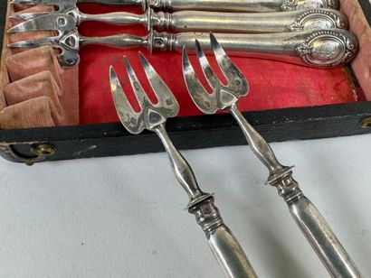 Set of twelve silver and silver-plated oyster...