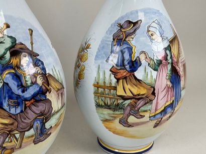 HENRIOT QUIMPER, R.B.
Important pair of polychrome...