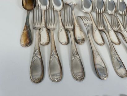 Part of a silver-plated menagère decorated...
