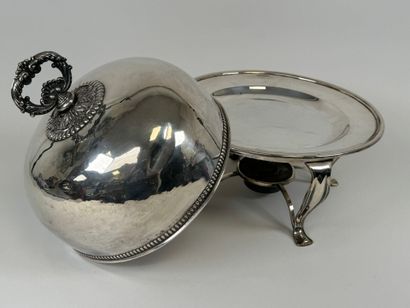 Silver-plated metal teapot holder decorated...