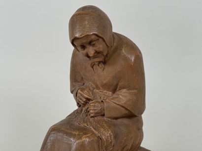 L. VAN DE VOORDE (XIX-XXth).
Woman with cat.
Terracotta...