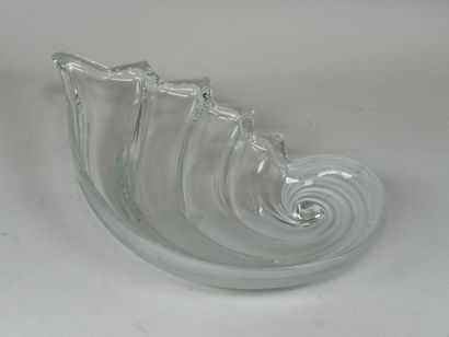 Large, lightly frosted glass bowl decorated...