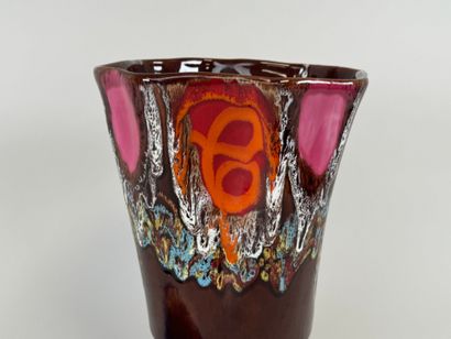 VALLAURIS.
- Large ceramic vase on brown...