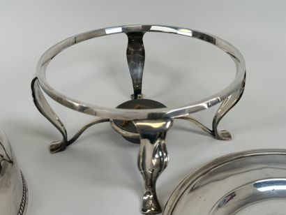 Silver-plated metal teapot holder decorated...