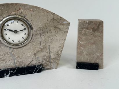 Small marble mantel set including clock and...
