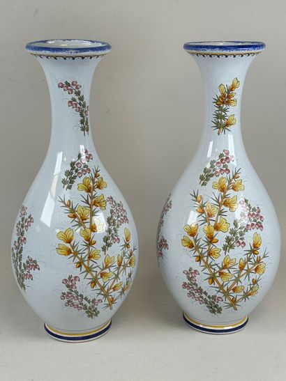 HENRIOT QUIMPER, R.B.
Important pair of polychrome...