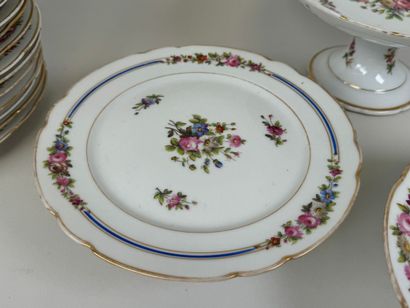 Part of a polychrome porcelain dessert service...