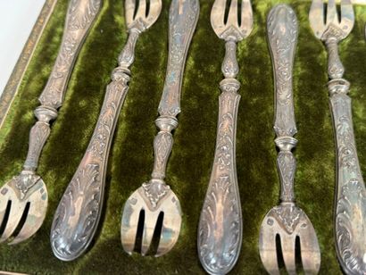 Set of twelve silver and silver-filled oyster...