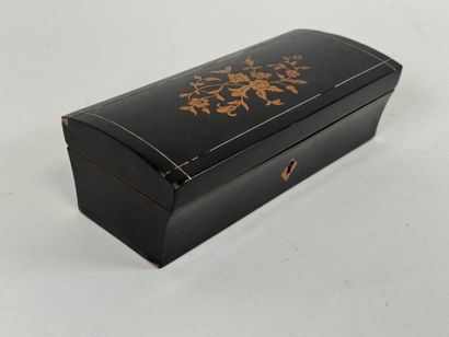 Small rectangular box in blackened wood and...