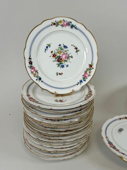 Part of a polychrome porcelain dessert service...