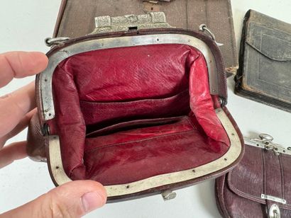Set of two small bags, a case and two leather...