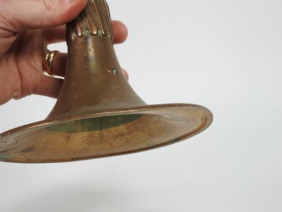 Pair of bronze candlesticks, the vase-shaped...
